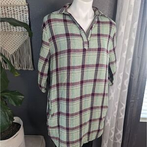 Elan Plaid Shirt Dress